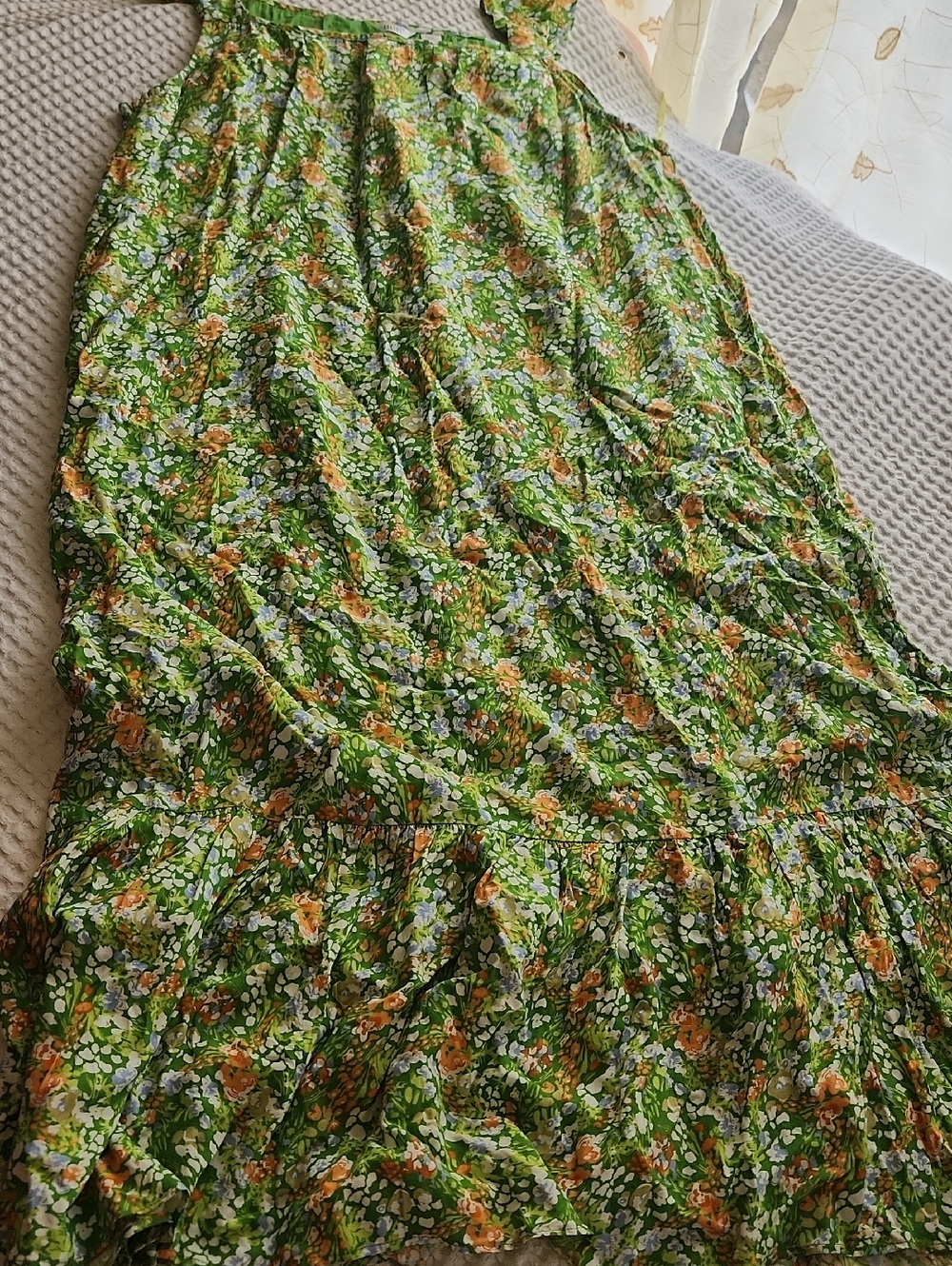 Kaktus Green Floral Maxi Dress with Orange Accents Sz XXL